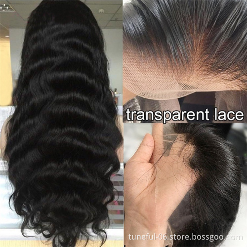 Tuneful wholesale mink cuticle aligned hair double drawn human hair wig glueless front full lace wig human hair for black women